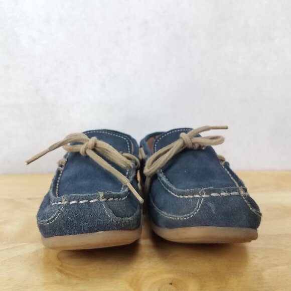 Florsheim Kids US 1.5 Jasper Tie Jr. Boat Shoe Suede Genuine Leather in Navy - Picture 4 of 13